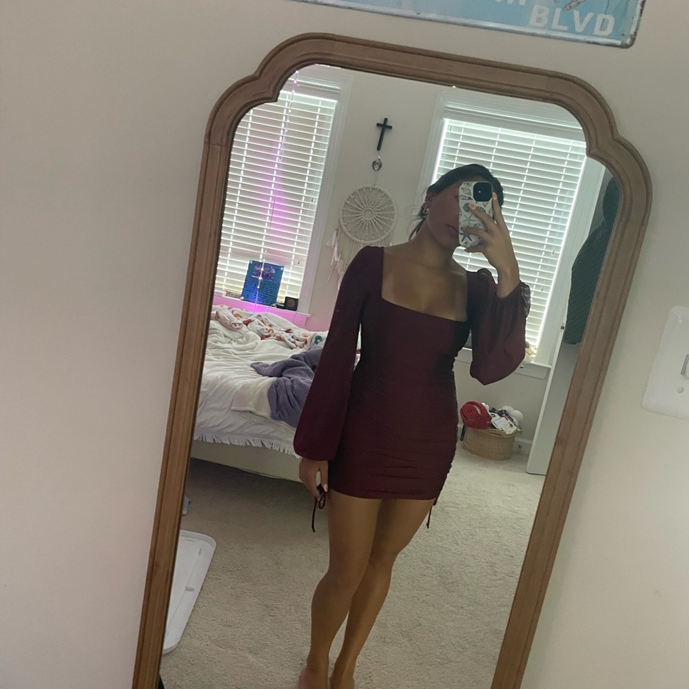 Windsor Deep Red Long Sleeve Dress